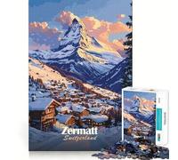 Rompecabezas de 1000 Piezas con Vista a la montaña de Zermatt,Suiza,para Adolescentes Juego de Memoria y concentración Calidad Profesional Ideal para Recortar y Relajarse en Grupo (38x26cm)