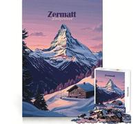 Rompecabezas de 1000 Piezas con Vista a la montaña de Zermatt, Suiza, para Adultos Pensamiento estratégico Momentos de Ocio agradables Diseño Limpio Regalo de Invierno (38x52cm)