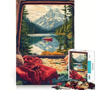 Rompecabezas de 1000 Piezas con Vista a la montaña Desde una Autocaravana Ideal para Adultos Refuerza la Memoria, es Relajante y Divertido Festivales (38x52cm)