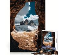 Rompecabezas de 1000 Piezas con Vista a la montaña Desde una Cueva para Adolescentes Juguete Mental, diversión y Entretenimiento Corte Premium Regalo Original (38x26cm)