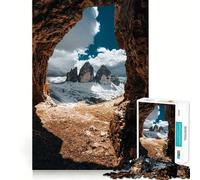 Rompecabezas de 1000 Piezas con Vista a la montaña Desde una Cueva para Adolescentes Juguete Mental, diversión y Entretenimiento Corte Premium Regalo Original (38x26cm)