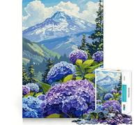 Rompecabezas de 1000 Piezas con Vista a la montaña y hortensias para Adolescentes Ideal para desarrollar la Memoria, armar sin estrés y Regalar con cariño (50x75cm)