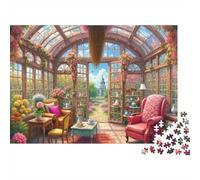Rompecabezas de 1000 Piezas con Vista a un Invernadero Victoriano. Juegos educativos para Adultos. Decoración del hogar. Desafío de Regalo de cumpleaños. 52 x 38 cm
