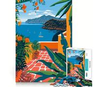 Rompecabezas de 1000 Piezas con Vista a un Patio Tropical en Italia Corte preciso Decoración para estimular el Pensamiento lógico Juego Relajante (38x52cm)