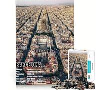 Rompecabezas de 1000 Piezas con Vista aérea de Barcelona,Bordes Lisos,Ideal para desarrollar la Mente,divertirse y Pasar un rato Agradable cumpleaños o como pasatiempo (50x75cm)