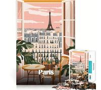 Rompecabezas de 1000 Piezas con Vista al balcón de París,Corte preciso,Juguete para desarrollar la Capacidad cognitiva,Ideal para el Tiempo Libre (38x26cm)