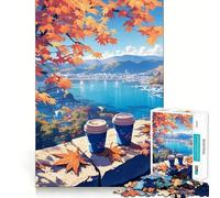 Rompecabezas de 1000 Piezas con Vista al Lago otoñal,decoración de Ajuste Limpio,Juego para ejercitar la Mente,Regalo para Momentos de Tranquilidad,Regalo de cumpleaños artístico (38x52cm)