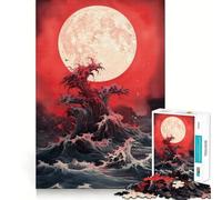 Rompecabezas de 1000 Piezas con Vista al océano y Luna de Sangre Diversión precisa,Actividad Cerebral Inteligente,Entretenimiento Relajante,Regalo de cumpleaños 50x75cm
