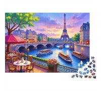 Rompecabezas de 1000 Piezas con Vista al río París, Vista al Sena y la Torre Eiffel. para Adultos a Partir de 12 años. Juego Educativo. Hermosa decoración. Difícil. Reto. 70x50cm