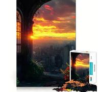 Rompecabezas de 1000 Piezas con Vista de la Ciudad al Atardecer a través de una Ventana Ideal para Adolescentes Juguete de lógica Clara fácil de Usar Tiempo Libre Regalo