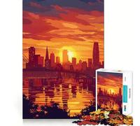 Rompecabezas de 1000 Piezas con Vista de la Puesta de Sol de San Francisco para Adolescentes Mejora la Memoria Momentos de Tranquilidad Corte Premium Regalo de cumpleaños (38x52cm)