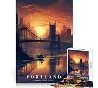 Rompecabezas de 1000 Piezas con Vista del Centro de Portland para Adultos Rompecabezas Think Toy Home Enjoy Fine Cut Santa Wish Gift (50x75cm)