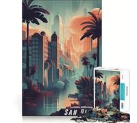 Rompecabezas de 1000 Piezas con Vista del Centro de San Diego para Adolescentes Juguete de lógica, Sencillo y Divertido Bordes Suaves Regalo Elegante (38x26cm)