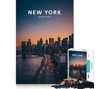 Rompecabezas de 1000 Piezas con Vista Nocturna de la Ciudad de Nueva York para Adultos Mejora la Memoria Momento de Paz Bordes Finos Regalo Ideal para Pedir un Deseo a Santa Claus (38x26cm)