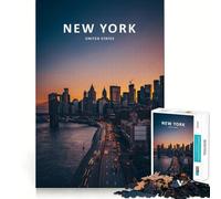 Rompecabezas de 1000 Piezas con Vista Nocturna de la Ciudad de Nueva York para Adultos y Adolescentes Juego Mental Divertido para Jugar Juntos Corte preciso Regalo increíble (38x52cm)