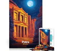 Rompecabezas de 1000 Piezas con Vista Nocturna de Petra, Jordania, para Adultos y Adolescentes Juguete para Pensar y reflexionar Alivia el estrés Regalo navideño de Corte Limpio (38x26cm)
