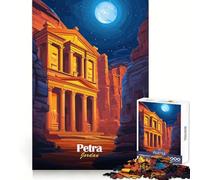 Rompecabezas de 1000 Piezas con Vista Nocturna de Petra, Jordania, para Adultos y Adolescentes Juguete para Pensar y reflexionar Alivia el estrés Regalo navideño de Corte Limpio (38x26cm)