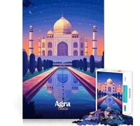 Rompecabezas de 1000 Piezas con Vista Nocturna del Taj Mahal para Adolescentes Mejora la Memoria Relajante y Divertido Bordes precisos Regalo Ideal 38x26cm