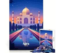 Rompecabezas de 1000 Piezas con Vista Nocturna del Taj Mahal para Adultos Juguete de lógica Resistente Alivia la ansiedad Bordes Transparentes Regalo Ideal para Festivales 38x52cm