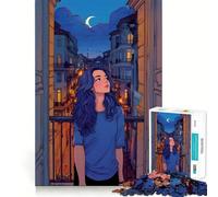 Rompecabezas de 1000 Piezas con Vista Nocturna Desde el balcón para Adolescentes Juguete para desarrollar la lógica y la Capacidad de relajación Corte preciso Regalo Ideal (50x75cm)