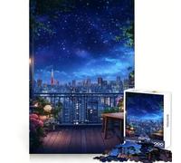 Rompecabezas de 1000 Piezas con Vista Nocturna Desde el balcón para Adolescentes Rompecabezas con Efecto de Memoria, luz Relajante, Imagen para armar (38x52cm)
