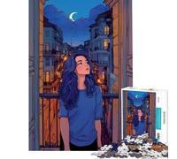 Rompecabezas de 1000 Piezas con Vista Nocturna Desde un balcón Actividades Divertidas para Hacer en casa Un Juego Imposible Divertido y con Humor para Mayores de 14 años (38x26cm)