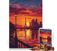 Rompecabezas de 1000 Piezas con Vista panorámica del Atardecer en París para Adultos y Adolescentes Juego Mental, diversión Tranquila, Bordes Afilados, Regalo Memorable (50x75cm)
