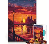 Rompecabezas de 1000 Piezas con Vista panorámica del Atardecer en París para Adultos y Adolescentes Juego Mental, diversión Tranquila, Bordes Afilados, Regalo Memorable (50x75cm)
