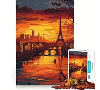 Rompecabezas de 1000 Piezas con Vista panorámica del Atardecer en París para Adultos y Adolescentes Juego Mental, diversión Tranquila, Bordes Afilados, Regalo Memorable (38x52cm)