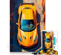 Rompecabezas de 1000 Piezas con Vista Superior del Corvette Amarillo para Adolescentes Juego de Habilidades mentales Corte láser para un Ajuste Actividad Relajante para Grupos en Interiores
