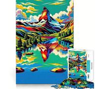 Rompecabezas de 1000 Piezas con Vista Vibrante del Matterhorn para Adultos Divertido Juego de Memoria con componentes Resistentes y de Corte Limpio aliviar el estrés (38x26cm)