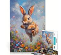 Rompecabezas de 1000 Piezas Conejito en Flor - Juego de Bordes, Juego cognitivo,Juego Lento,Divertido,decoración navideña (38x52cm)