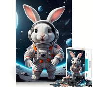 Rompecabezas de 1000 Piezas Conejo Astronauta para Adolescentes Juguete de lógica Fina, Divertido y Relajante Decoración de Pared con Bordes limpios (38x52cm)