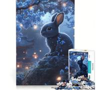 Rompecabezas de 1000 Piezas: Conejo Azul en un jardín japonés, Juguete Educativo, Ideal para Reducir el estrés y Fortalecer el Amor en Pareja 38x26cm