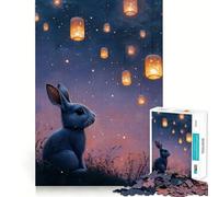 Rompecabezas de 1000 Piezas Conejo bajo faroles por la Noche para Adolescentes Mejora la Memoria Suave y Relajante Corte Premium Sorpresa de cumpleaños (50x75cm)