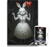 Rompecabezas de 1000 Piezas: Conejo Blanco con Globo de corazón, Inspirado en Alicia en el país de Las Maravillas Una Forma Relajante de llenar el Tiempo Libre Juguete de Corte preciso y consistente