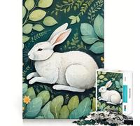 Rompecabezas de 1000 Piezas Conejo Blanco Entre el Follaje para Adolescentes Juego Divertido y Entrelazado sin Huecos Actividad Nocturna Familiar para divertirse (50x75cm)
