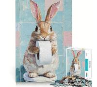 Rompecabezas de 1000 Piezas Conejo con Papel higiénico,diseño de Bordes Finos,Ideal para desarrollar la Mente,Relajarse y Disfrutar de la Navidad Regalo artístico (38x26cm)
