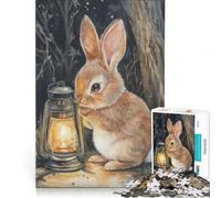 Rompecabezas de 1000 Piezas: Conejo Curioso con Linterna, decoración de Pared, Actividades Divertidas para el hogar, colección de Artistas, Bellas Artes 38x26cm