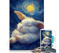Rompecabezas de 1000 Piezas Conejo durmiendo bajo un Cielo Estrellado para Adolescentes Juego Inteligente para Crear vínculos afectivos Obra de Arte para armar 50x75cm