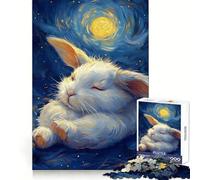 Rompecabezas de 1000 Piezas Conejo durmiendo bajo un Cielo Estrellado para Adolescentes Juguete Inteligente para el Tiempo Libre Corte preciso Regalo de Temporada 38x52cm