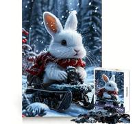 Rompecabezas de 1000 Piezas Conejo en Trineo Invernal para Adultos Ideal para Relajarse y aliviar el estrés Bordes precisos Un Regalo Encantador (38x26cm)