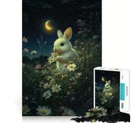 Rompecabezas de 1000 Piezas Conejo en un Campo de Flores para Adolescentes Juguete para desarrollar la lógica, Relajante y Divertido Corte preciso Regalo artístico (38x52cm)