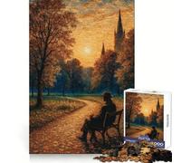 Rompecabezas de 1000 Piezas Contemplación en un Banco del Parque al Atardecer para Adultos Juego para ejercitar la Mente Bordes Afilados Regalo Premium (50x75cm)