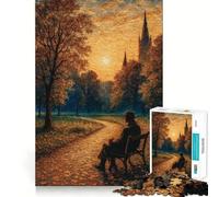 Rompecabezas de 1000 Piezas Contemplación en un Banco del Parque al Atardecer para Adultos Juego para ejercitar la Mente Bordes Afilados Regalo Premium (50x75cm)