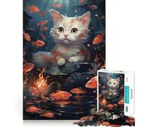 Rompecabezas de 1000 Piezas Conviértete en un Gatito koi Arte de Corte preciso Juego Creativo para ejercitar la Mente Juego fácil Exhibición de Arte navideña (50x75cm)