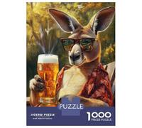 Rompecabezas De 1000 Piezas Cool Kangaroo with Beer Rompecabezas para Adultos Juego Práctico Una Obra De Arte Cumpleaños Y Navidad 52x38cm/1000pcs