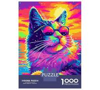Rompecabezas De 1000 Piezas Cool Popart Cat Rompecabezas para Adultos, Juguete, Decoración De Pared, Regalos Divertidos Y Humorísticos De Navidad Y Cumpleaños 38x26cm/1000pcs