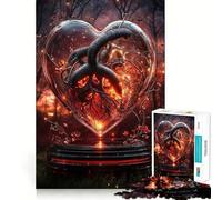 Rompecabezas de 1000 Piezas Corazón Ardiente en Cristal Bordes Lisos Juego de Concentración Divertido Juego de Momentos Acogedores Regalo de Cumpleaños (38x52cm)