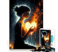 Rompecabezas de 1000 Piezas Corazón Ardiente Pieza de Corte Limpio Juguete para Desarrollar Habilidades Cognitivas Tiempo de Relajación Divertido Arte Navideño Exhibición (38x52cm)